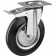 Колесо поворотное c тормозом d=200 мм, г/п 185 кг, резина/металл, игольчатый подшипник, ЗУБР
